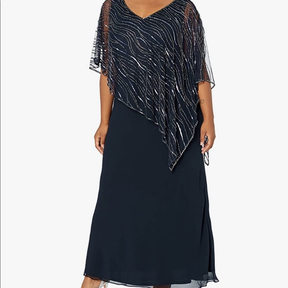 NWT J Kara Women’s Pop Over Long Beaded Floor Length Dress Size 6 with Tags